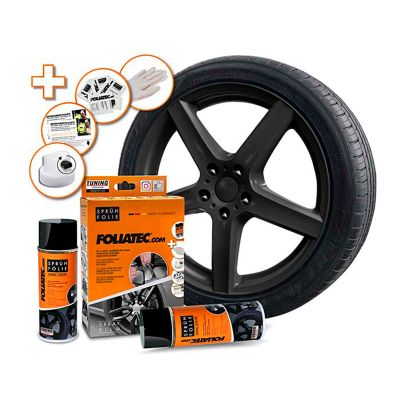 Kumimaalisetti Foliatec Spray Film Set, Black Glossy