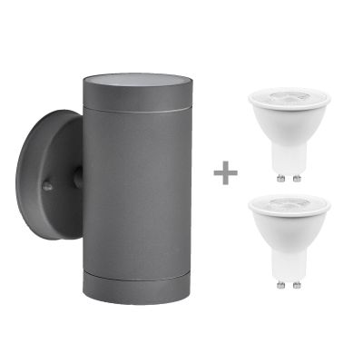 Seinävalaisin Led Energie Cylinder XL, GU10, Tumman harmaa + 2 kpl polttimot