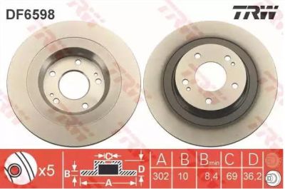 TRW Jarrulevyt täysi DF6598 Jarrulevy MITSUBISHI,ASX (GA_W_),OUTLANDER III (GG_W, GF_W, ZJ),Eclipse Cross (GK_)